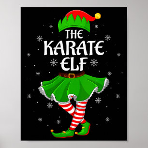 Womens Karate Elf Christmas Family Girls Women Elf Poster