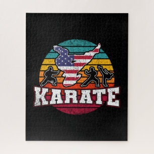 Women's Karate - Girls Martial Arts USA Flag Jigsaw Puzzle