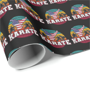 Women's Karate - Girls Martial Arts USA Flag Wrapping Paper