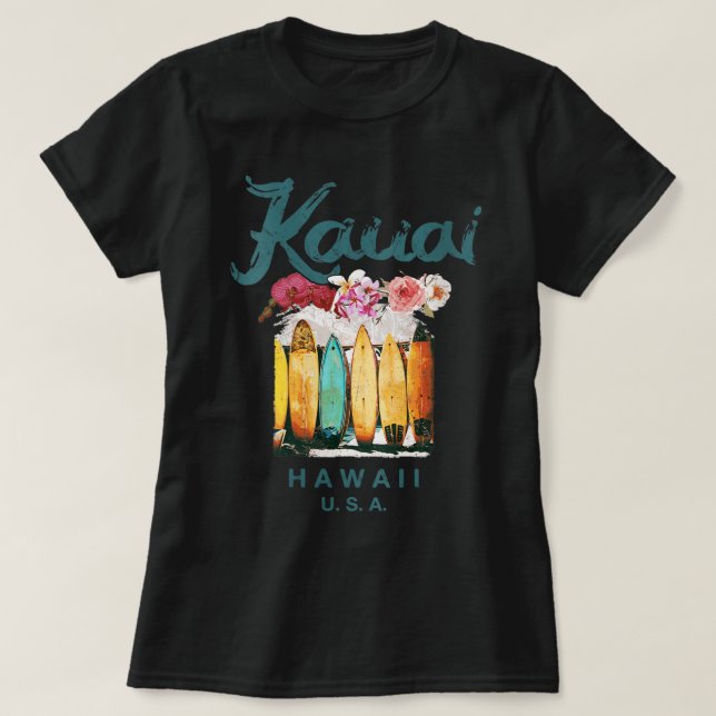 Womens Kauai Hawaii Vintage Hawaiian Surfing Retro T-Shirt (Design Front)