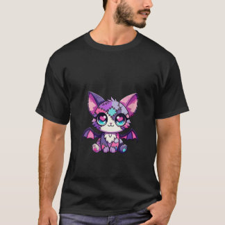 Womens Kawaii Pastel Goth Cat Witchy Anime Japanes T-Shirt