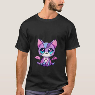 Womens Kawaii Pastel Goth Cat Witchy Anime Japanes T-Shirt