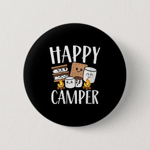 Womens Kawaii Smore Happy Camper Camping Crew Trip 6 Cm Round Badge