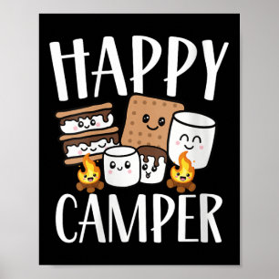 Womens Kawaii Smore Happy Camper Camping Crew Trip Poster