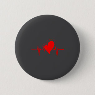 Womens Keep On Tickin! Ekg Heartbeat Cow Valve Hea 6 Cm Round Badge