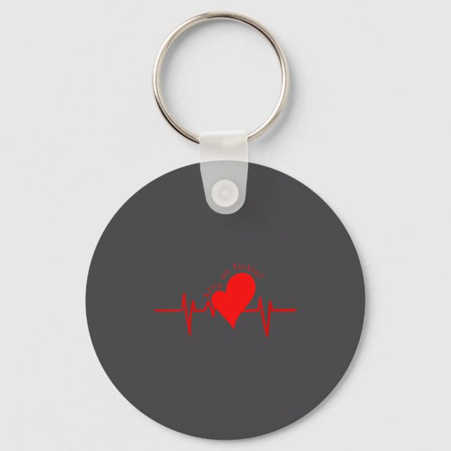 Womens Keep On Tickin! Ekg Heartbeat Cow Valve Hea Key Ring (Front)