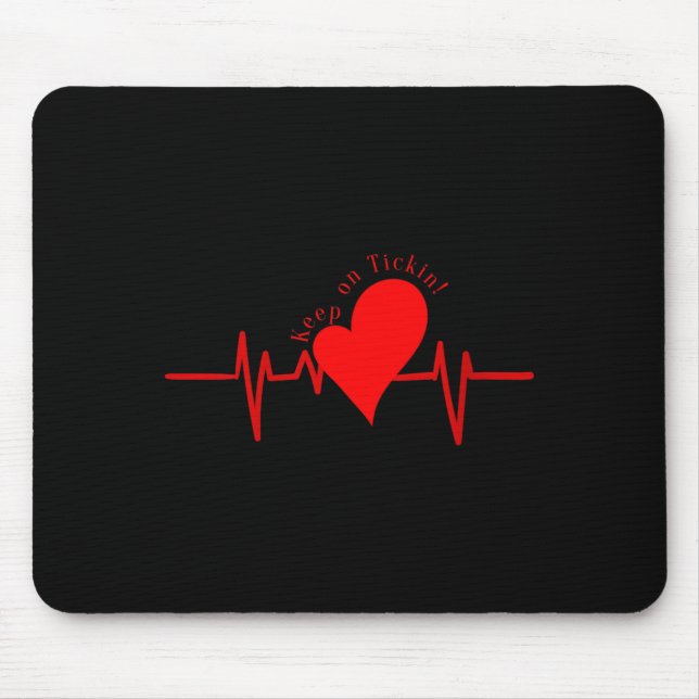 Womens Keep On Tickin! Ekg Heartbeat Cow Valve Hea Mouse Mat (Front)