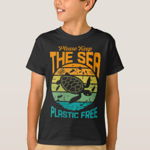 Womens Keep The Sea Plastic Free Saying, T-Shirt