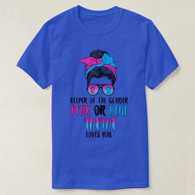 Womens keeper of gender pink or blue gender reveal T-Shirt (Design Front)