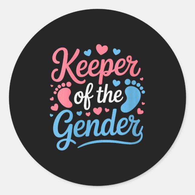 Womens Keeper Of The Gender, Pregnancy Reveal Gend Classic Round Sticker (Front)