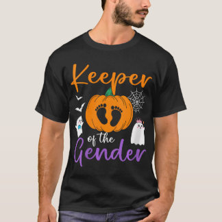 Womens Keeper Of The Gender Reveal Baby Halloween T-Shirt