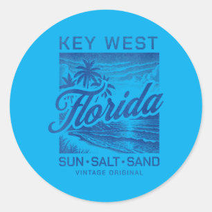 Womens Key West Florida Keys Beach Sun Salt Sand Classic Round Sticker