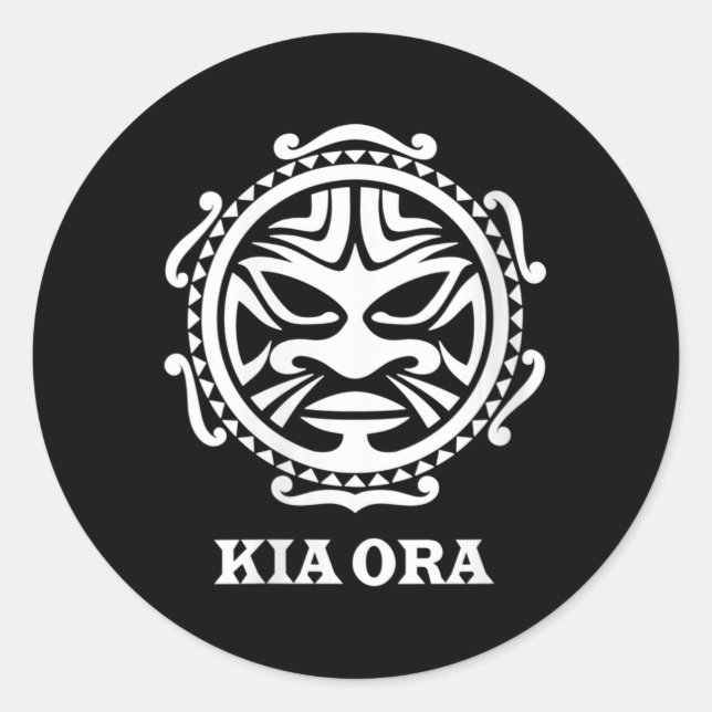 Womens Kia Ora Maori Culture Symbol Haka Dance New Classic Round Sticker (Front)