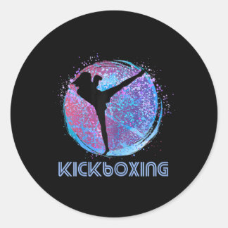 Womens Kickboxing Kickboxer Birthday Silhouette Bl Classic Round Sticker