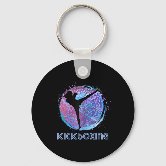 Womens Kickboxing Kickboxer Birthday Silhouette Bl Key Ring (Front)