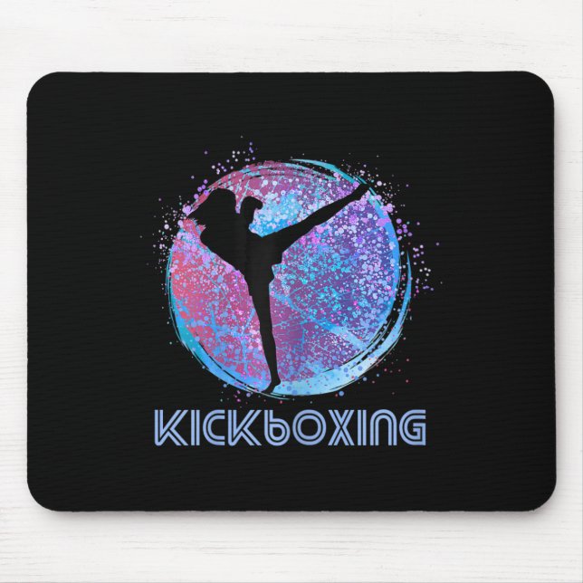 Womens Kickboxing Kickboxer Birthday Silhouette Bl Mouse Mat (Front)