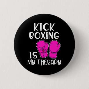Womens Kickboxing Shirt Is My Therapy Funny Cl Gym 6 Cm Round Badge