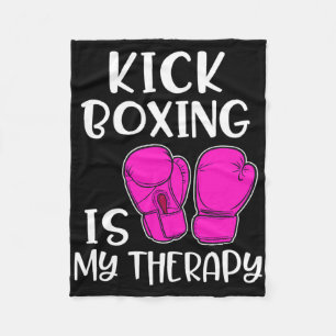 Womens Kickboxing Shirt Is My Therapy Funny Cl Gym Fleece Blanket