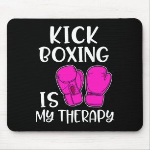 Womens Kickboxing Shirt Is My Therapy Funny Cl Gym Mouse Mat