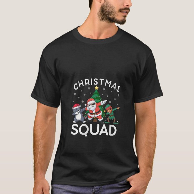 Womens Kitten Reindeer Santa Dabbing Squad Christm T-Shirt (Front)