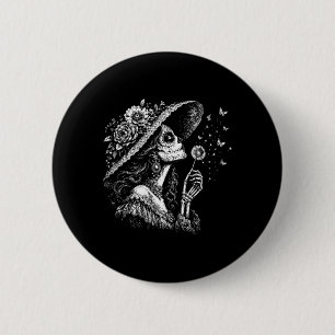 Womens La Catrina Blowing Wishes Dandelion 6 Cm Round Badge