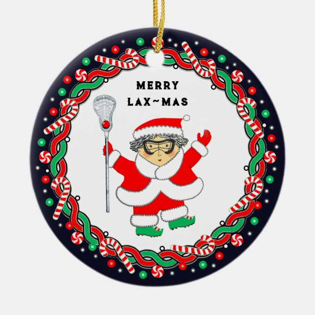 Women's Lacrosse Ceramic Tree Decoration (Front)
