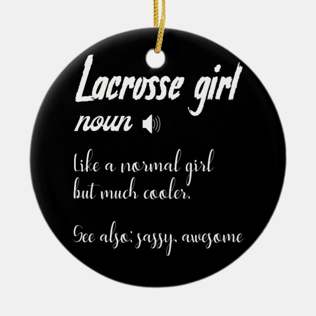 Womens Lacrosse Girl Definition For Lax Ceramic Tree Decoration (Front)