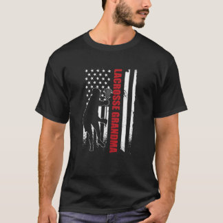 Womens Lacrosse Grandma American Flag 4th July Lax T-Shirt