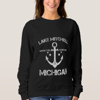 Womens Lake Mitchell Michigan Funny Fishing Campin Sweatshirt