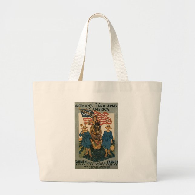 Women's Land Army Large Tote Bag (Front)