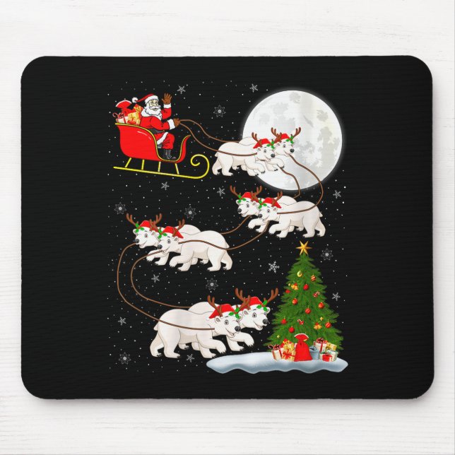 Womens Lar Bear Santa Sleigh Flying Funny Magical  Mouse Mat (Front)