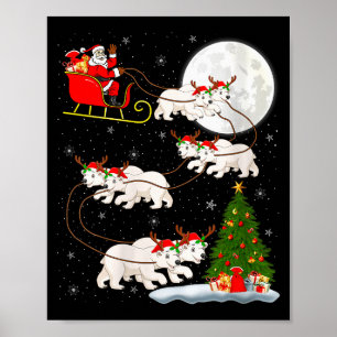 Womens Lar Bear Santa Sleigh Flying Funny Magical  Poster