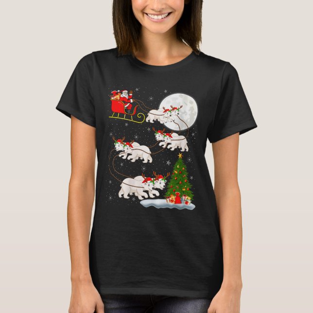 Womens Lar Bear Santa Sleigh Flying Funny Magical  T-Shirt (Front)