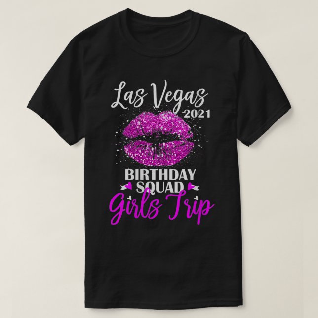 Womens Las Vegas Girls Trip 2021 Vacation Pink Lip T-Shirt (Design Front)