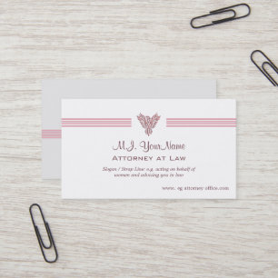 Womens Lawyer / Attorney - stripes, pink phoenix Business Card