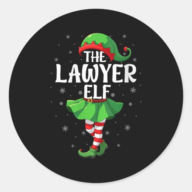 Womens Lawyer Elf Christmas Girls Women Elf Squad  Classic Round Sticker (Front)