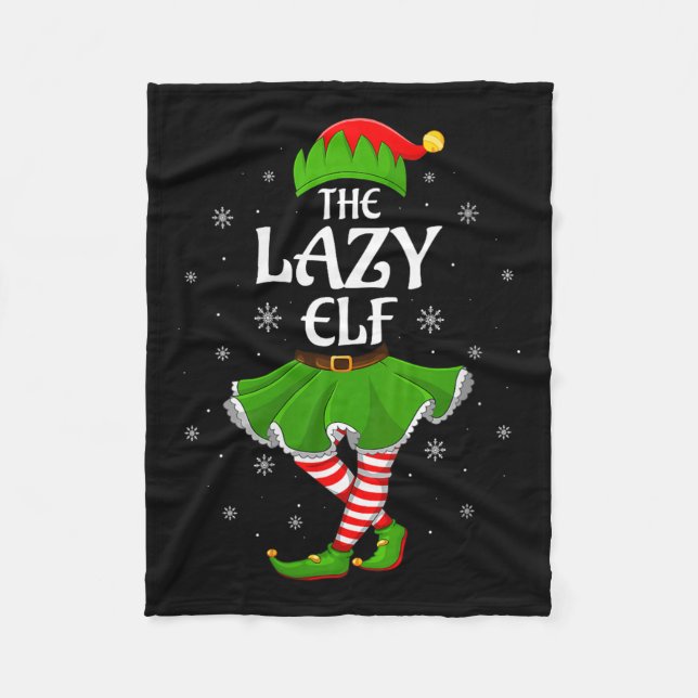 Womens Lazy Elf Christmas Family Girls Women Elf S Fleece Blanket (Front)