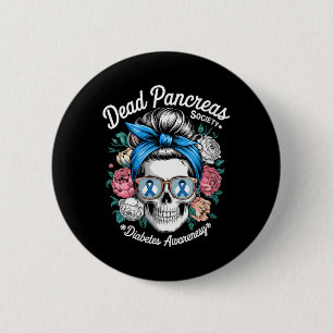 Womens Lazy Pancreas Club Shirt Floral Skull 6 Cm Round Badge