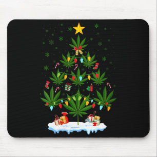 Womens Leaf Christmas Tree Weed Stoner Xmas V-neck Mouse Mat