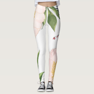 Women's Leggings Baby Pink Cosmos on White