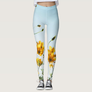 Women's Leggings | Eco Fitness  Flowers Sky