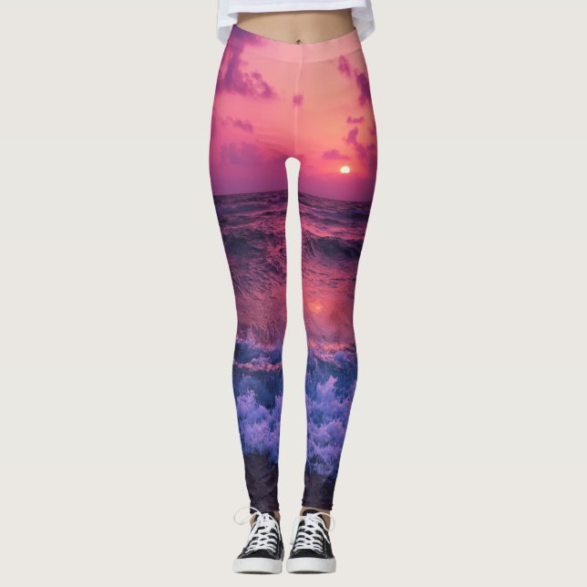 Women's Leggings | Eco Fitness  Purple SunSet (Front)