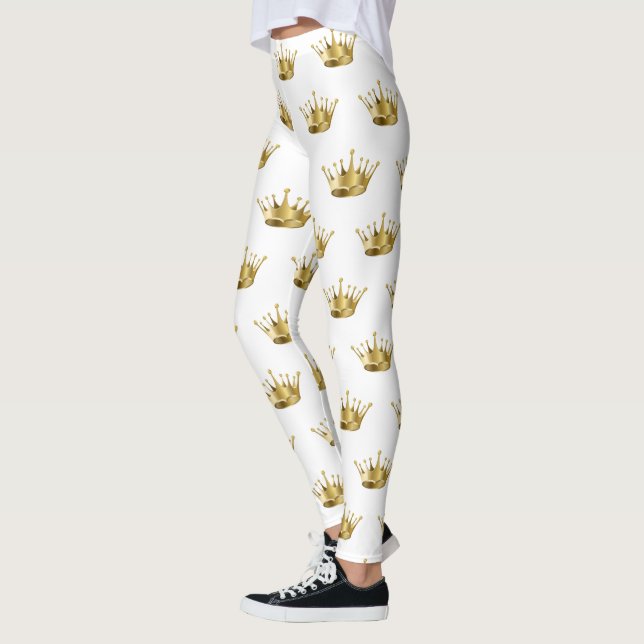Women's Leggings-Gold Crown Leggings (Left)