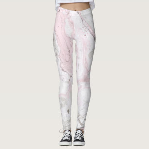 Womens Leggings Pink And Grey Marble Effect