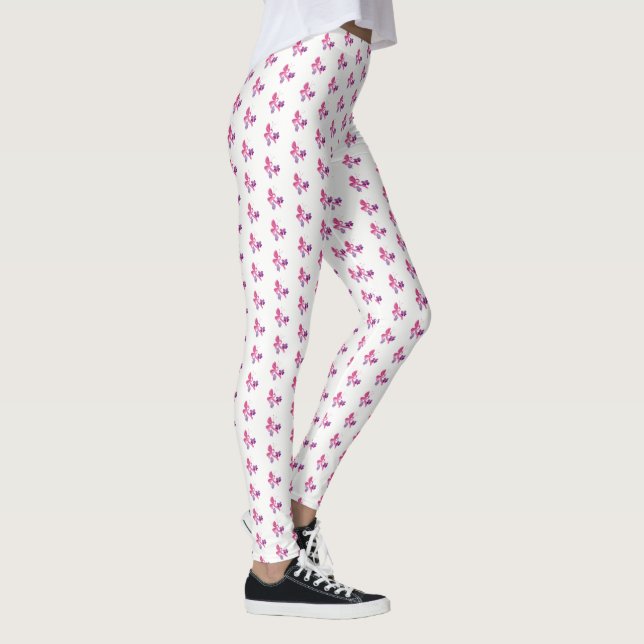 Women's Leggings-Pink Ribbon Butterflies Leggings (Right)