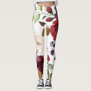 Women's Leggings White Roses Gold Geometric