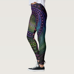 Women's Leggings with Technicolor Fractal Rainbow