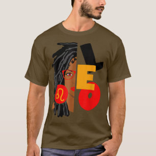 Womens Leo Girl Afro Locs Girl Zodiac Signs Birthd T-Shirt