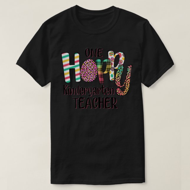 Womens Leopard Easter Bunny One Hoppy Kindergarten T-Shirt (Design Front)