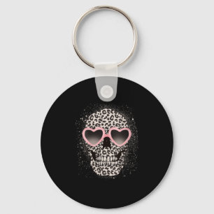 Womens Leopard Gothic Skull Cool Skeleton Cheetah  Key Ring
